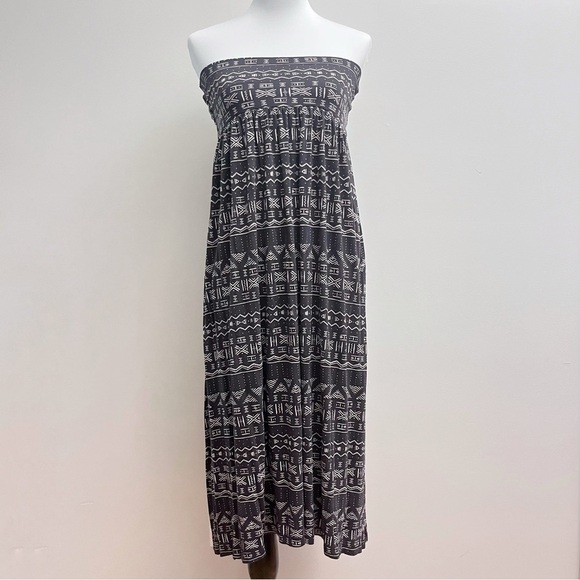 Billabong Gray Tribal Print Convertible Strapless Midi Dress / Maxi Skirt - Picture 1 of 9